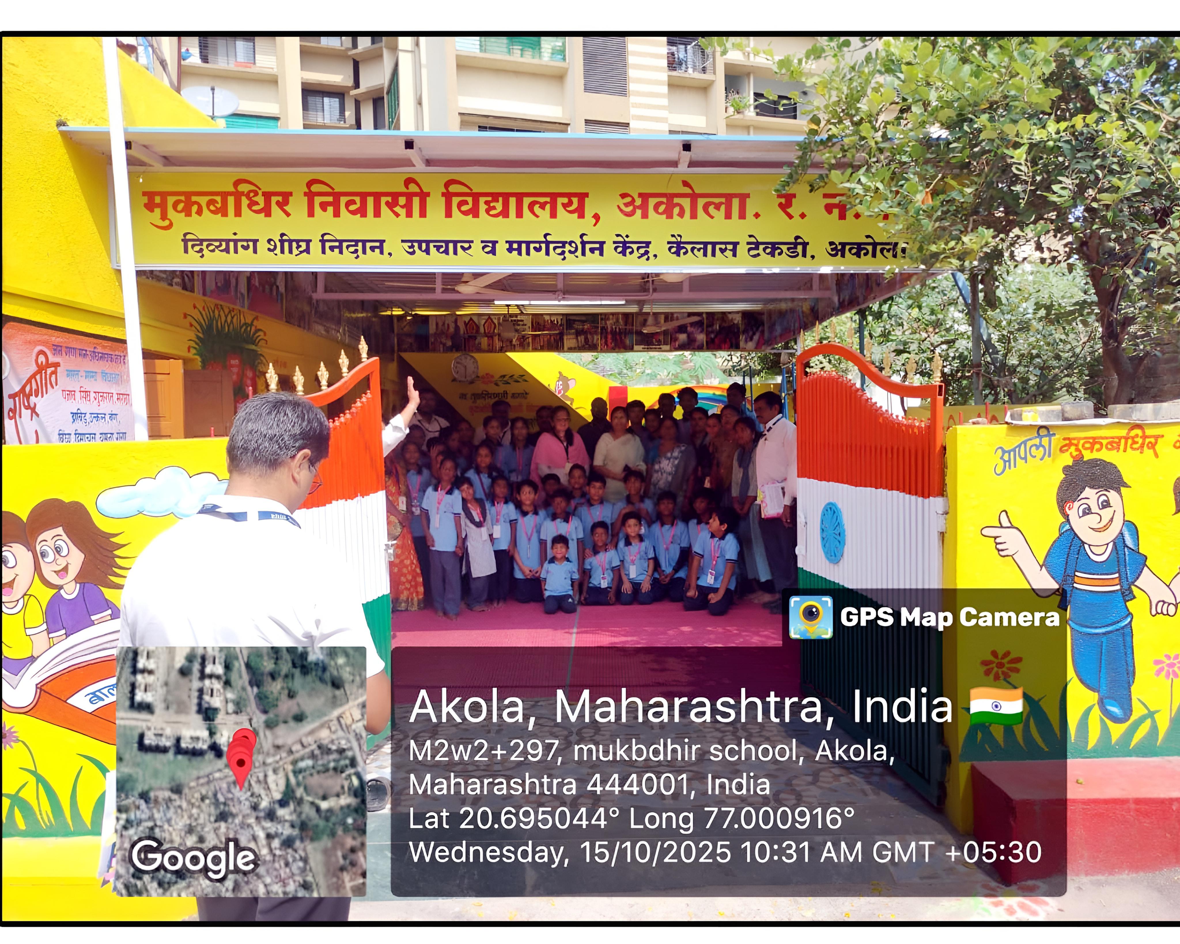 Moment from an event at the entrance of the Mukbadhir Nivasi Vidyalaya, Akola